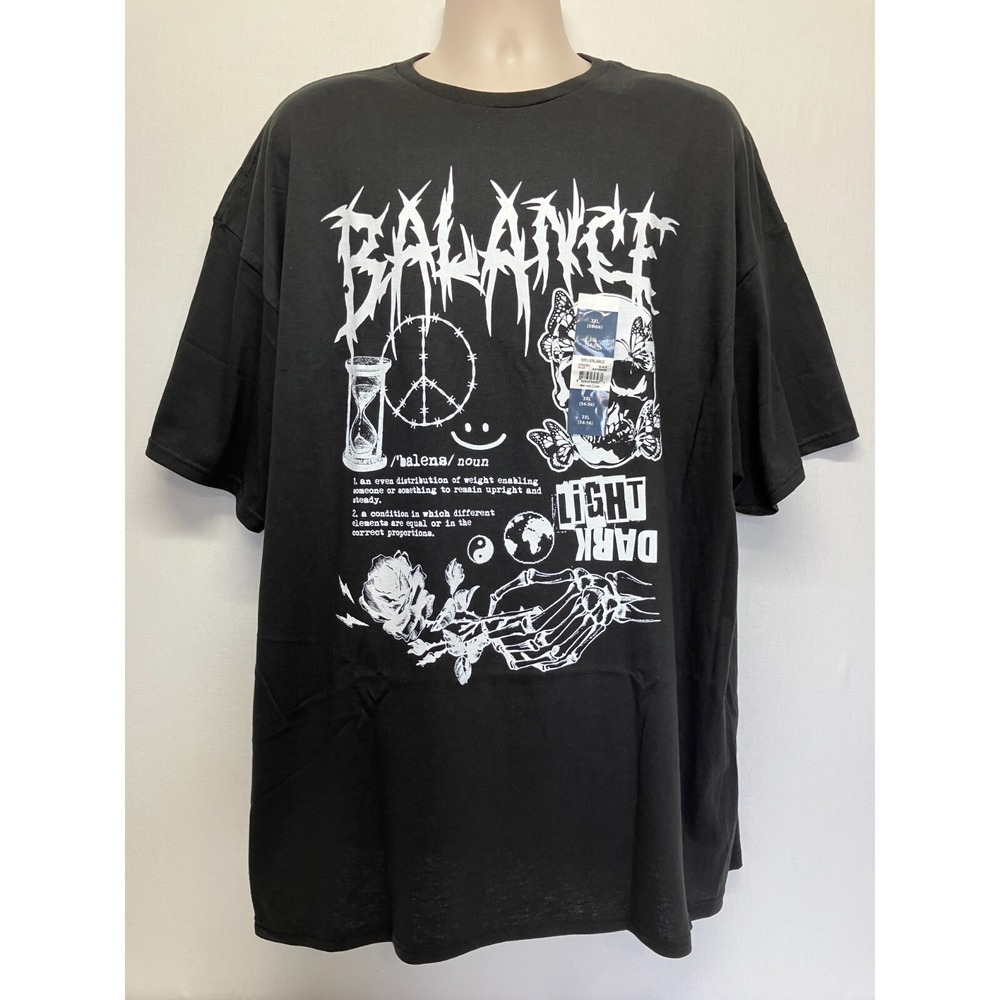 DOM Skeleton Balance T-Shirt Mens 3XL 54-56 Black Graphic Tee Skater Goth‎ Punk